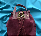 Шкіряний рюкзак "Марсала" з  натуральними аметистами, фото 7