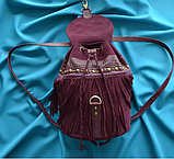 Шкіряний рюкзак "Марсала" з  натуральними аметистами, фото 5