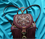 Шкіряний рюкзак "Марсала" з  натуральними аметистами, фото 4