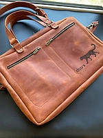 Кожаная сумка портфель CAMERON коньячная