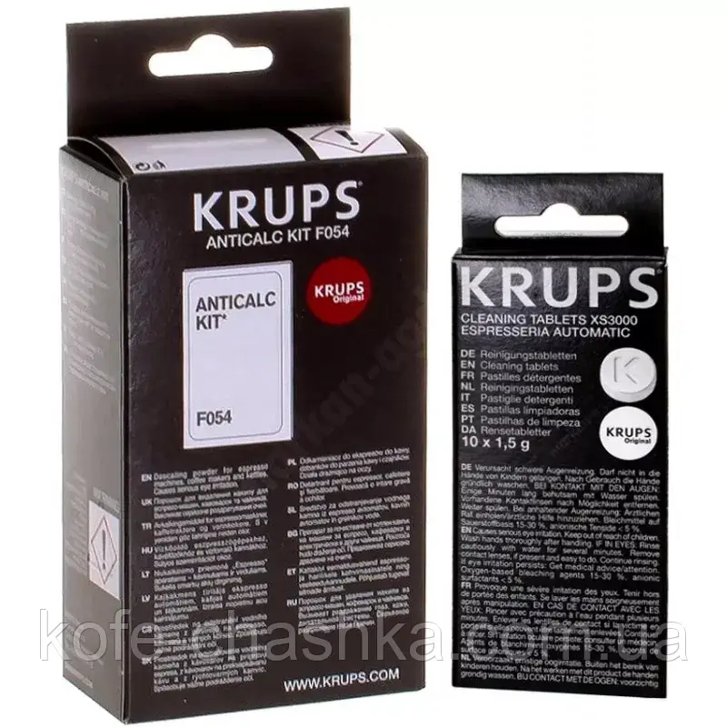 Набір Таблетки для видалення масляного нальоту Krups XS3000, Порошок засіб для видалення накипу Krups F054