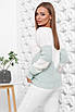 Красивий жіночий в'язаний м'ятно-білий светр, фото 2