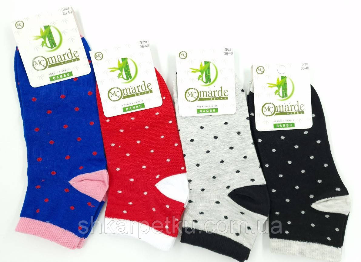 Кольорові жіночі шкарпетки бамбук Marde в горошок 35-40 12 пар/уп мікс кольорів, фото 1
