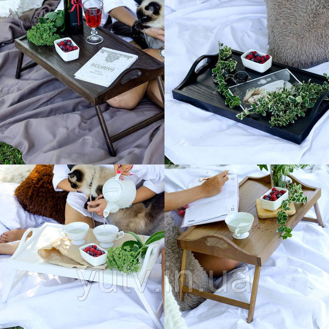 Купить Поднос деревянный раскладной с ручками, Столик для завтрака в ...