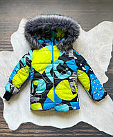 Детская зимняя куртка "Лимоны" юниор (размер 116/122 см)