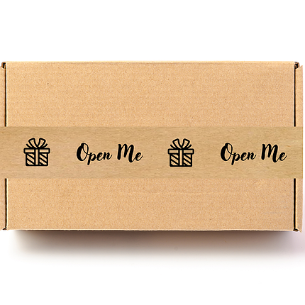 Скотч етикетка крафт "Open Me", 50х294 мм (100 шт/рулон) з принтом, самоклеюча Viskom, фото 2
