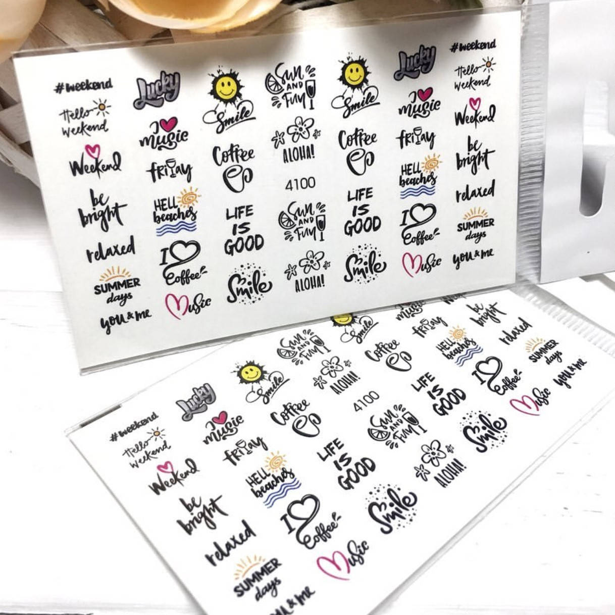 

Слайдер-дизайн, водные наклейки для ногтей №4100, Разные цвета