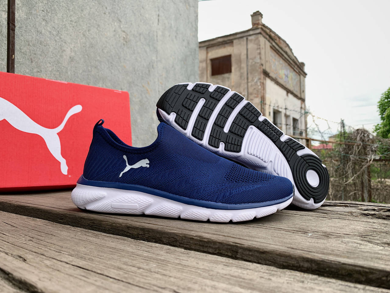 

Мужские летние кроссовки мокасины Puma с тонкой сеткой синие, Синий