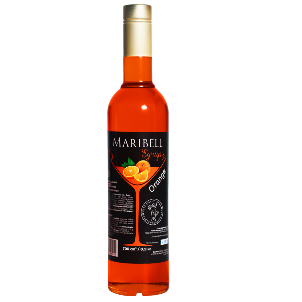 

Сироп коктейльный Maribell Апельсин 700 мл для коктейлей и кофе безалкогольный Марибель