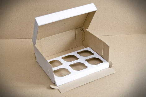 

Коробка для капкейків біла, на 6 шт, мікрогофрокартон (6К)