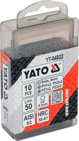 

Набір насадок викруткових YATO : SL5, SL6, PH1/1, PH2/2, PZ1/1, PZ2/2, L= 50 мм. 10шт. [25/100] YT-04832