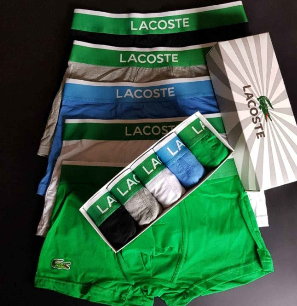 

Труси чоловічі боксери Lacoste набір 5 шт, Белый
