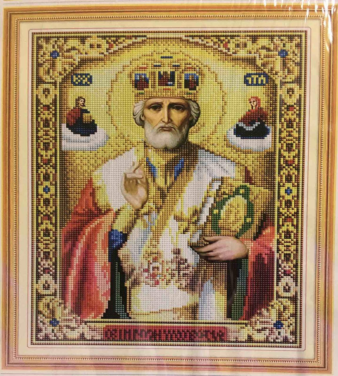 

40*30см Святой Николай лик не выкладывается, алмазная живопись, полная выкладка