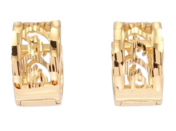 

Серьги Xuping Позолота 18K колечки "Завитки Резной Узор с Алмазными Гранями"