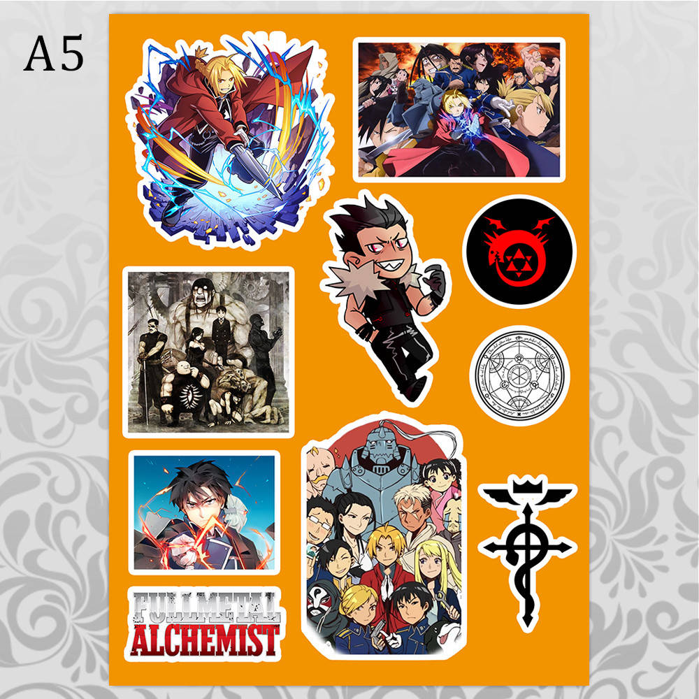 

Стикеры Аниме Fullmetal Alchemist без порезки, Разные цвета