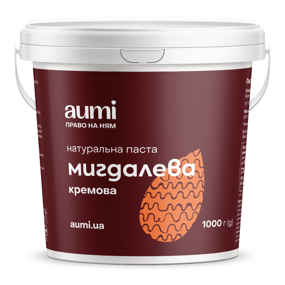 

Миндальная паста кремовая, 1кг, ведро, из бланшированного миндаля без кожицы