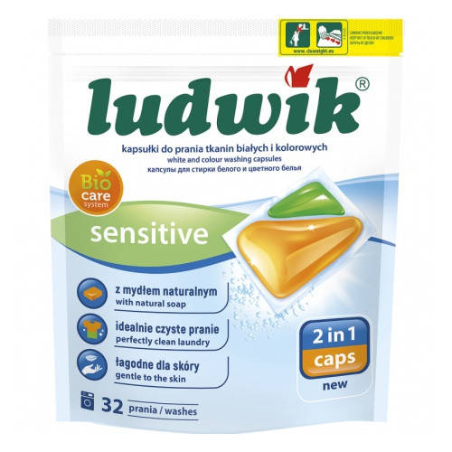 

Гелевые капсулы для стирки белого и цветного 2в1 Ludwik Sensitive 32 шт