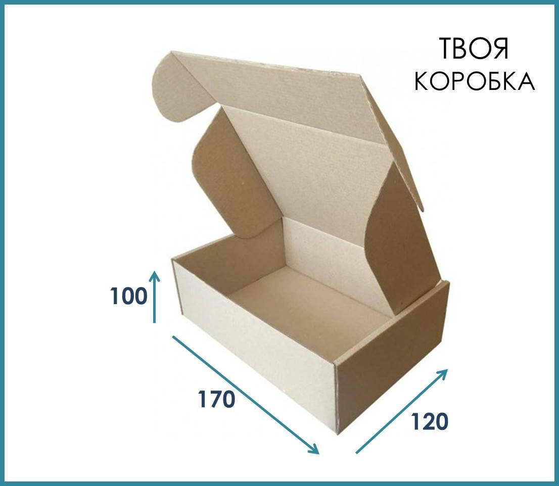

Крафт коробка картонная 170x120x100 самосборная коричневая для упаковки подарков подарочных наборов, Коричневый