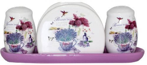 

Набор для соли и перца с салфетницей Прованс, Белый