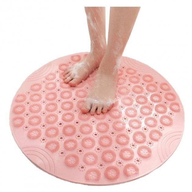

Круглый нескользящий коврик Massage foot rad коврик для душа, щетка для стоп, Розовый