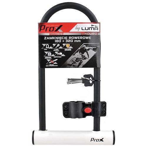 

Велосипедный замок ProX U-LOCK 180x320мм, под ключ, черный/белый