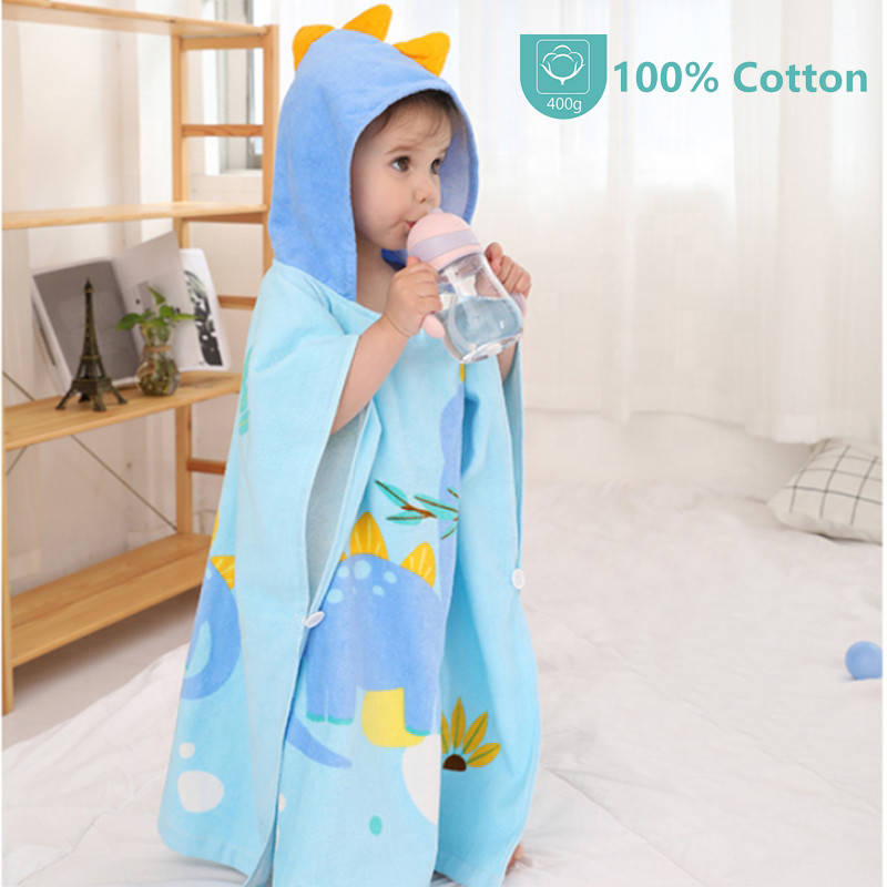 

Детское Полотенце Пончо Lovely Svi – Пляжное Полотенце с Капюшоном Дино М (1-6 лет) Голубой Махра Хлопок