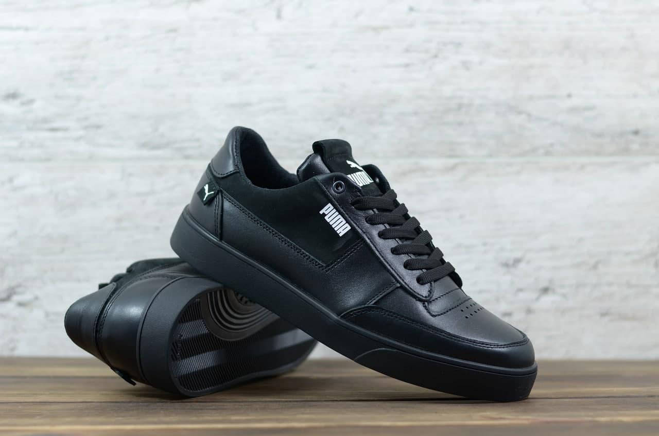 

Мужские кожаные кеды Puma черные,пума, Черный