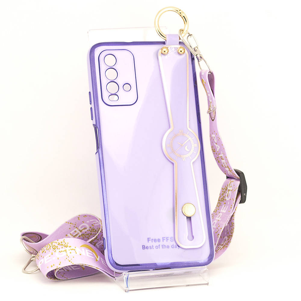 

Чехол Luxury для Xiaomi Redmi 9T бампер с ремешком Purple, Сиреневый
