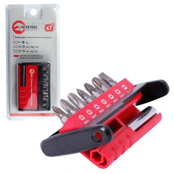 

Набор бит 7шт.25мм(SL6,PH1/2/3,PZ1/2/3)Cr-V Intertool (12шт/уп)