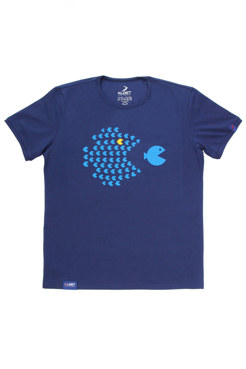 

Футболка мужская синяя (принт- School Of Fish) 4XL