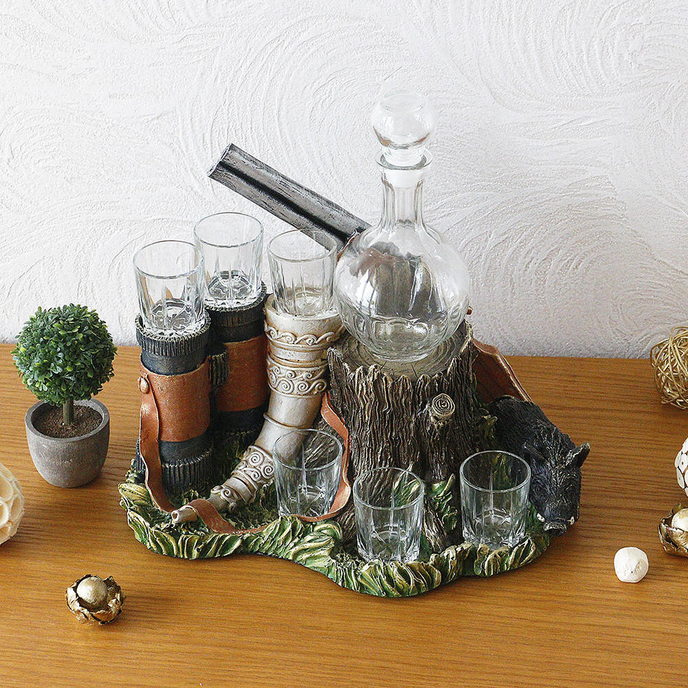 

Штоф для охотника Кабан набор для алкоголя Гранд Презент ШП405 цв