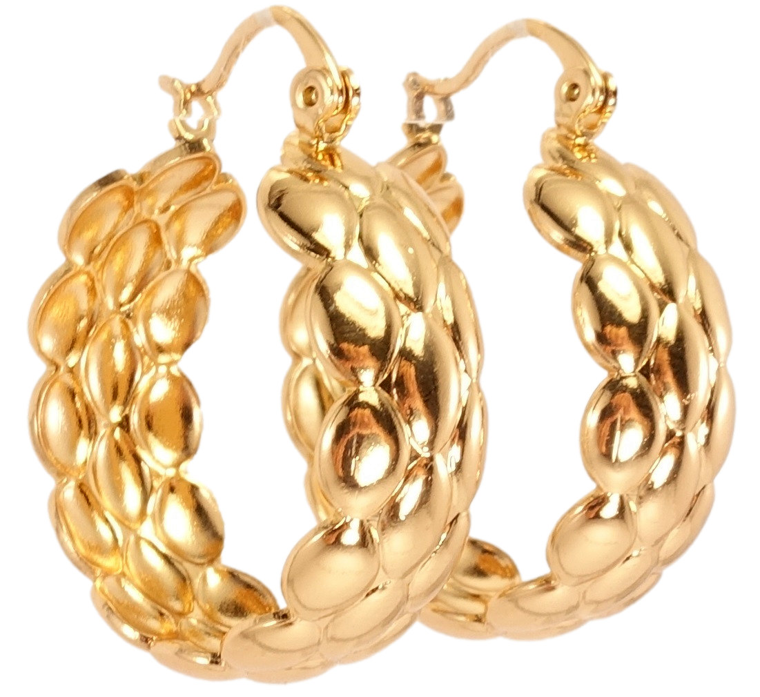 

Серьги Xuping Позолота 18K замок-булавка "Три ряда овалы" ø 2,5см