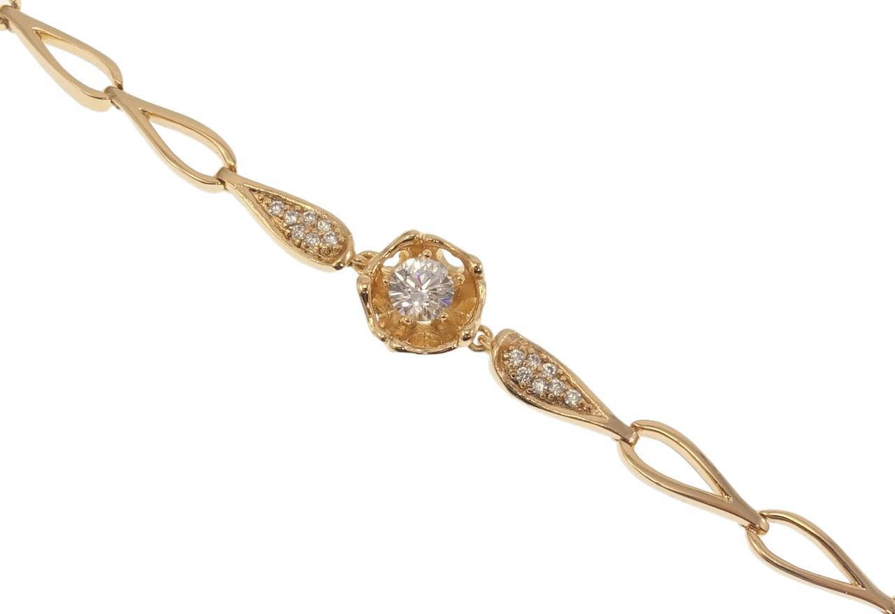 

Браслет Xuping Позолота 18K "Капельки и цветочек с кристаллом" длина с доп.замком 17,19см х 5-10мм