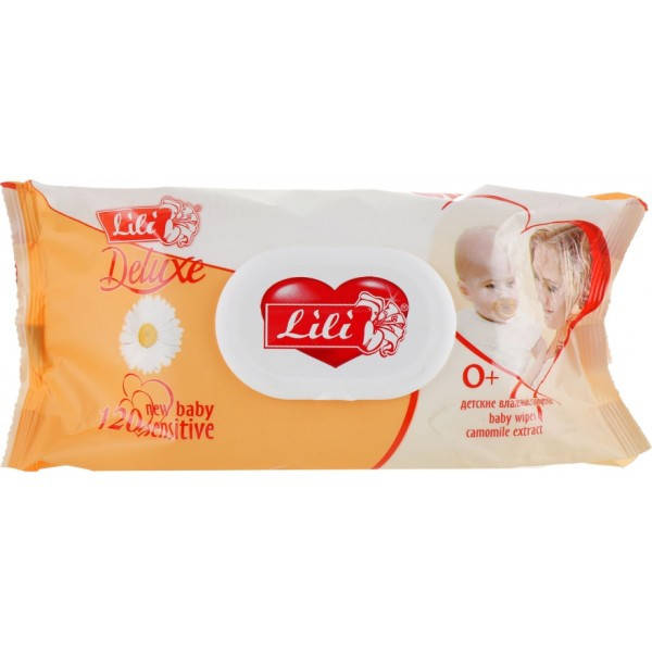 

Детские влажные салфетки Lili Deluxe с клапаном, с экстрактом ромашки, 120 шт