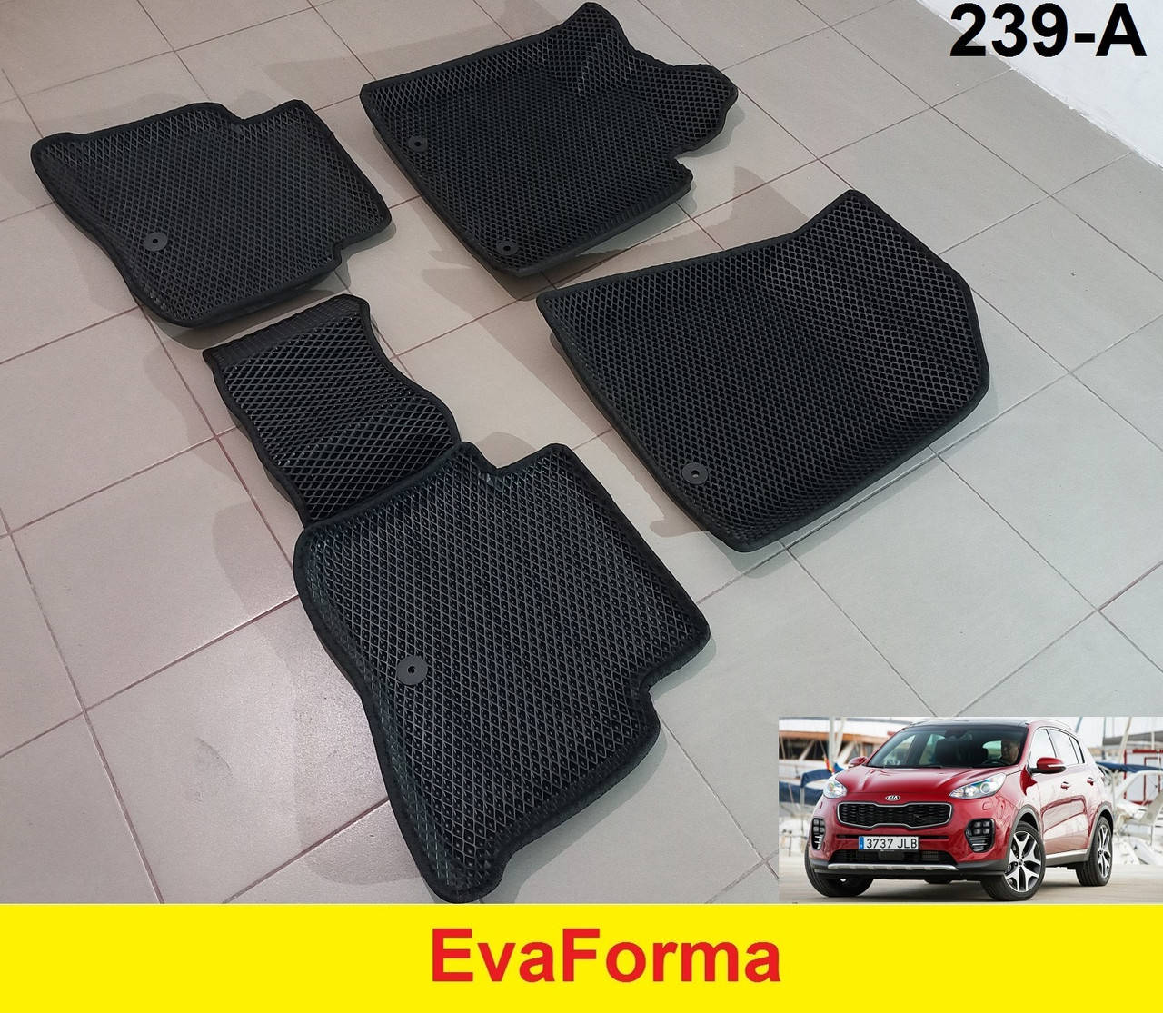 

3D коврики EvaForma на Kia Sportage 4 '16-21 QL, Американец, коврики ЕВА, Черный