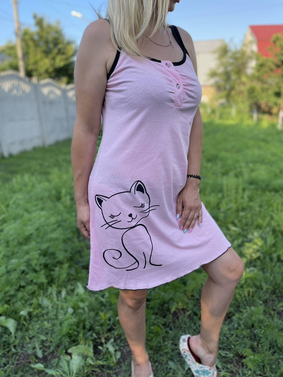 

Ночная рубашка в роддом Кот, розовая