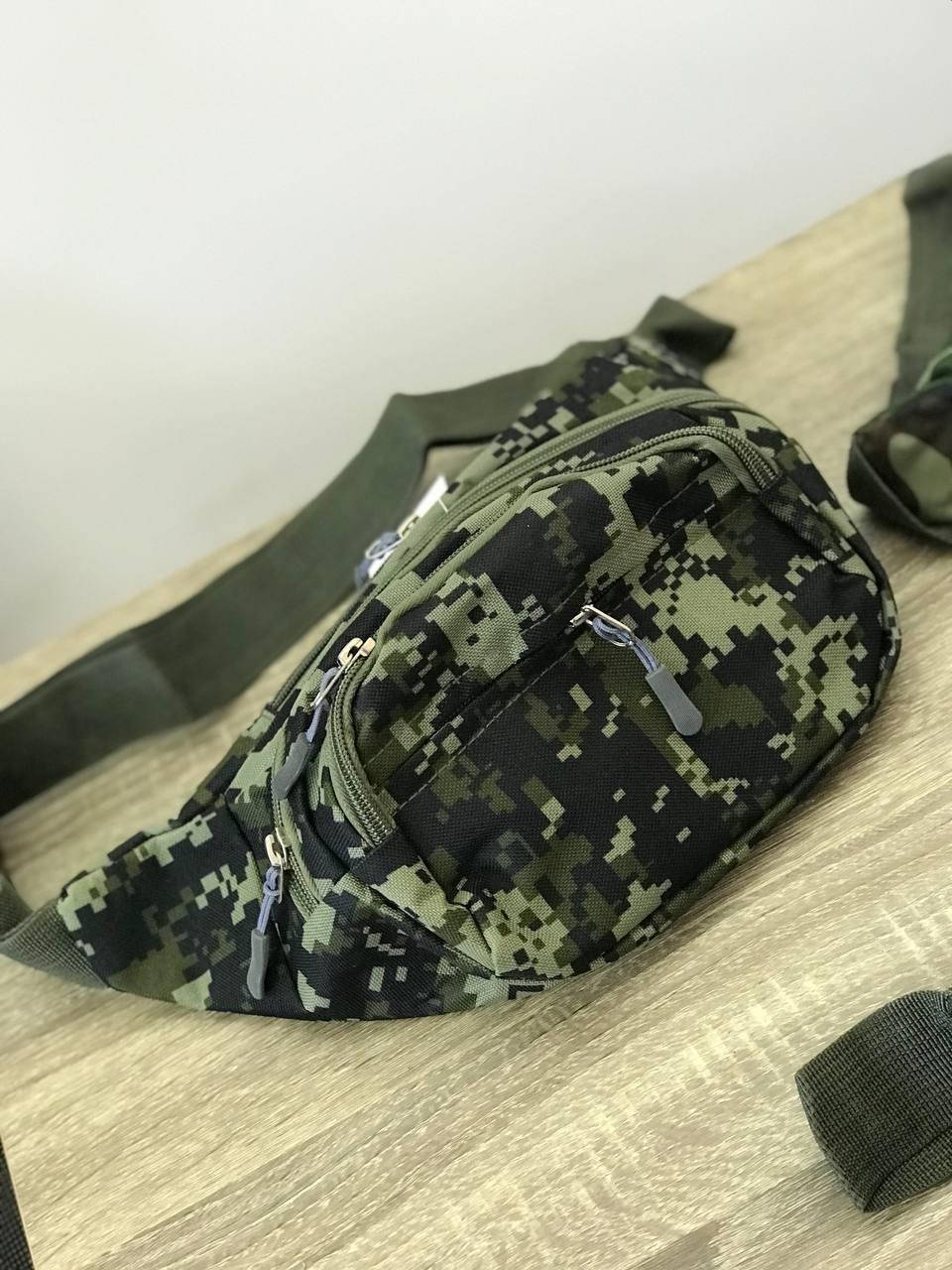 

Тактическая сумка на пояс камуфляж, пиксель хаки. Сумка- бананка. Сумка через плечо камуфляж