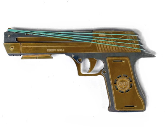 

Деревянный пистолет Beretta Desert Eagle ХРОМ Резинкострел, Золотистый