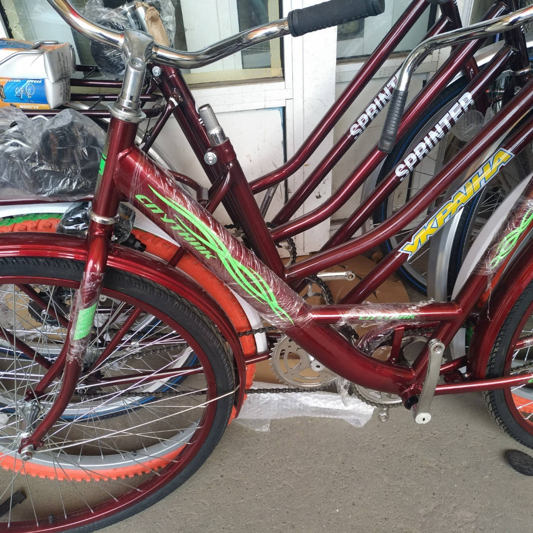 

Женский велосипед с багажником "Спутник LUX" 26" усиленный (ХВЗ), Разные цвета