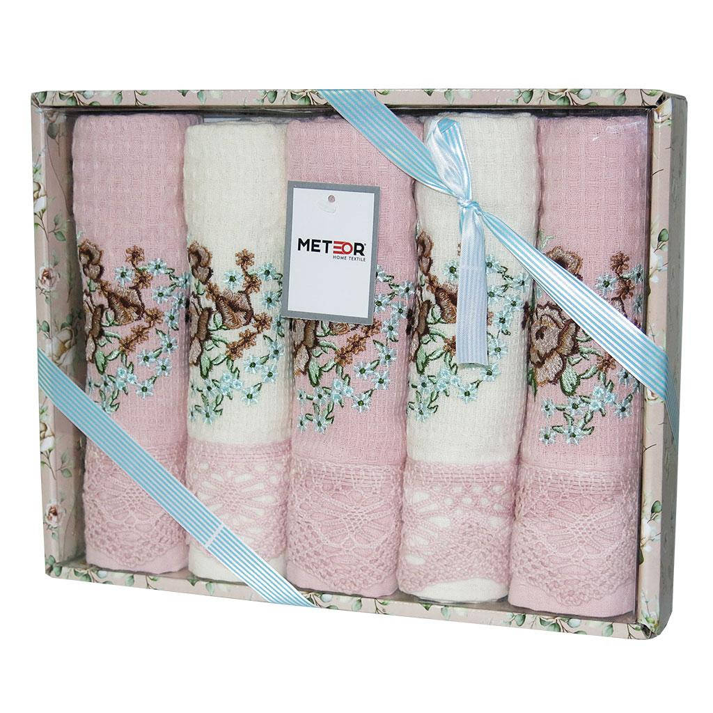 

Набор кухонных полотенец Набор кухня Meteor Bertice 5*40х60 с кружевом (3491_bertice_pink), Розовый