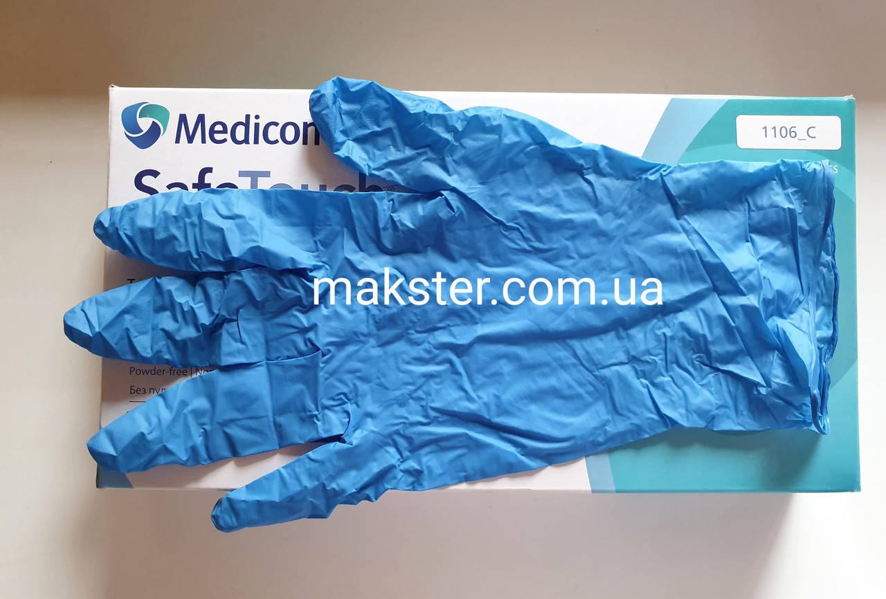 

Перчатки нитриловые неопудренные SafeTouch Medicom 3,6 гр 100 шт, Голубой