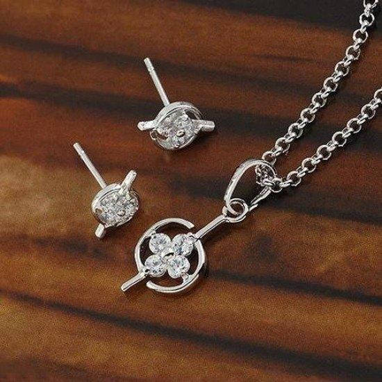 

Xuping родированный комплект кулон на цепи и серьги с фианитами, sv-115-4528