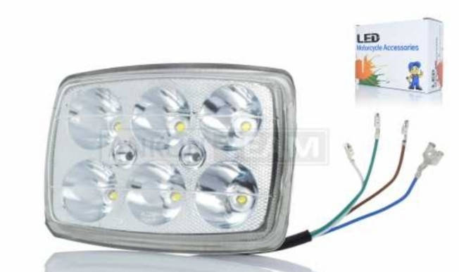 

Модуль светодиодный в фару (вставка) прямоугольный, 6 диодов со стеклом + габарит "LED", L155/H105