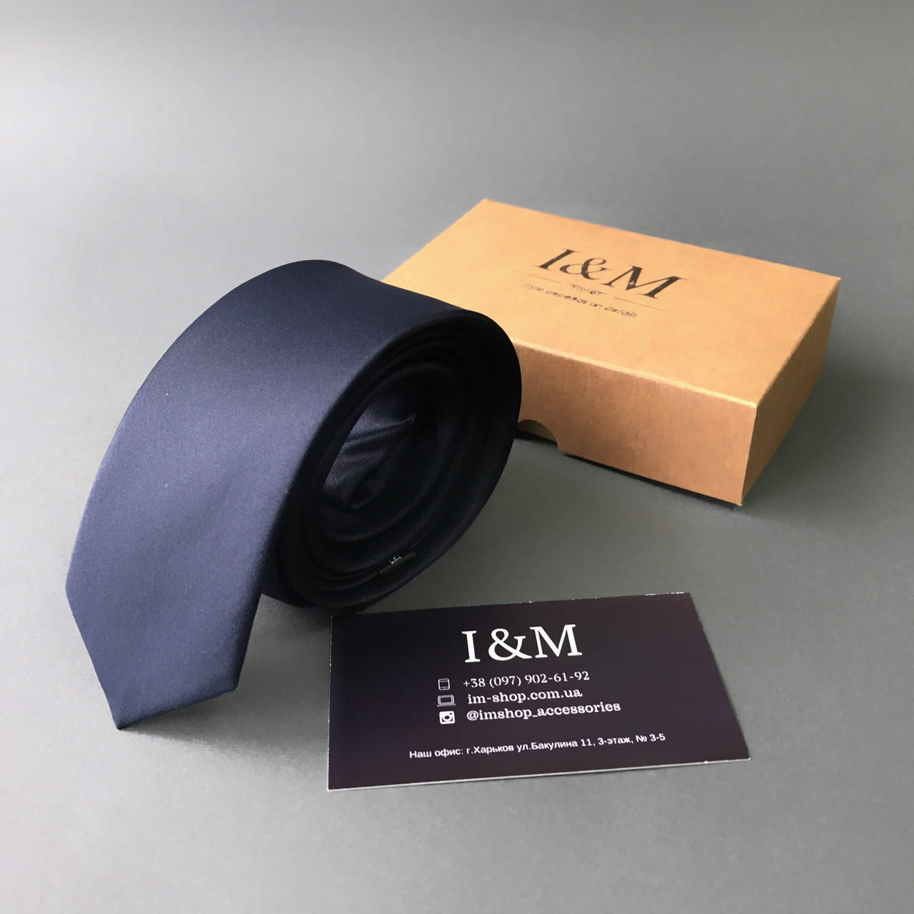 

Галстук I&M Craft узкий темно-синий (020303)