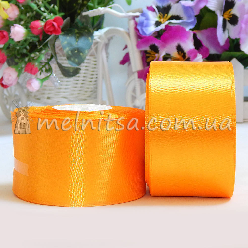 

Атласная лента 5 см, №17 насыщенно-желтый, рулон 23 м