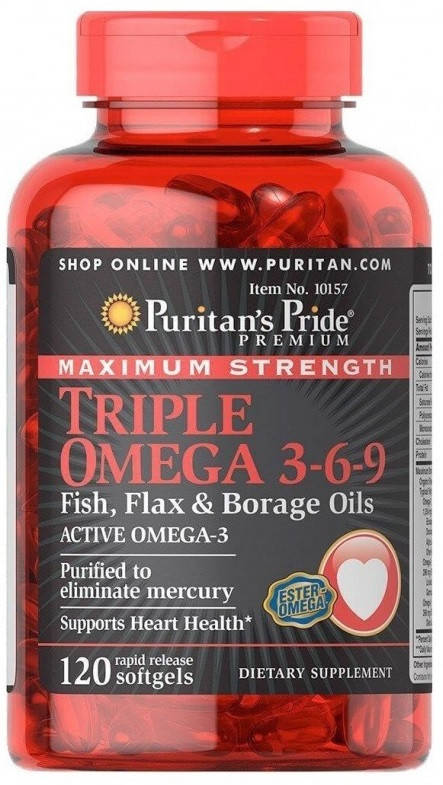 

Омега Puritan`s Pride - Triple Omega 3-6-9 Fish, Flax & Borage Oils (120 капсул)