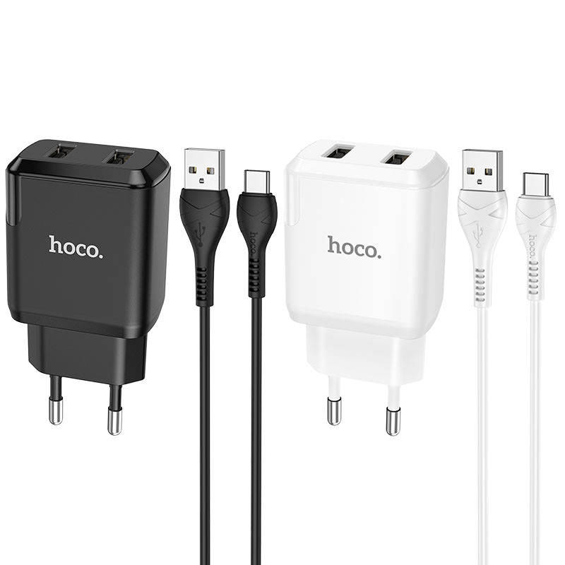 

СЗУ HOCO N7 (2USB/2,1A) + USB - Type-C, Черный