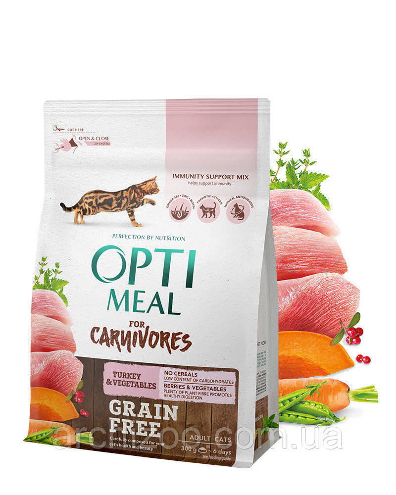 

Optimeal Grain Free 4кг Оптимил беззерновой индейка и овощи для кошек