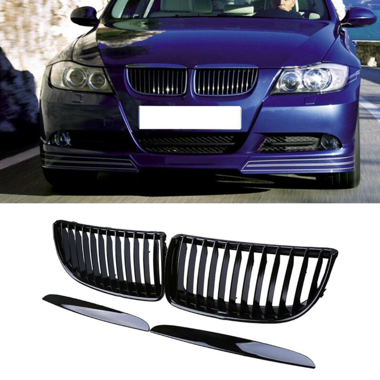 

Решетка радиатора BMW (БМВ) 3 series Е90 Е91 Глянец дорестайл, Черный