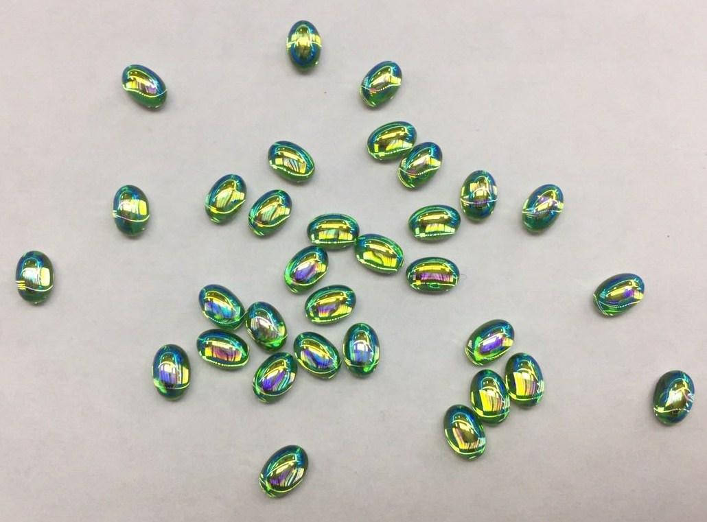 

Кабошоны Preciosa (Чехия) 6х4 мм Peridot AB, Белый